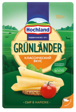 Полутвердый сыр Grünländer от Hochland "Классический вкус", 50%
